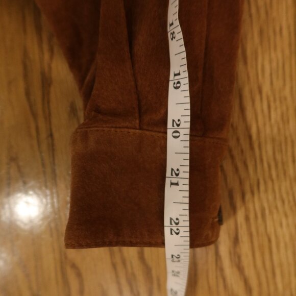 VINTAGE lord taylor suede leather shirt jacket button tan L western equestrian - Picture 11 of 12